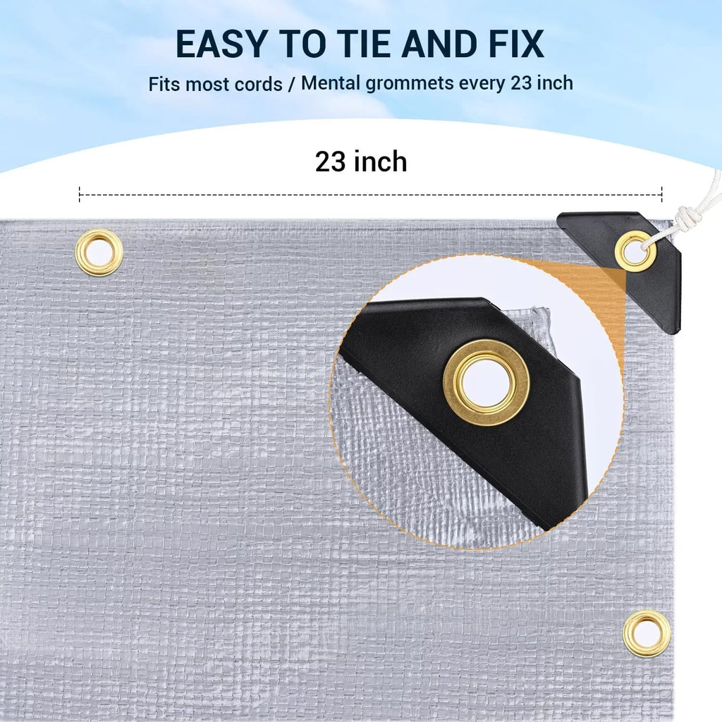 Tarps Heavy Duty Waterproof 12? X 20?, Extra Thick 16 Mil, Tear & Fade Strong 100% UV Blocking, Outdoor Tarp with Reinforced Grommets for Roof, Camping, Patio, Pool, Watercraft