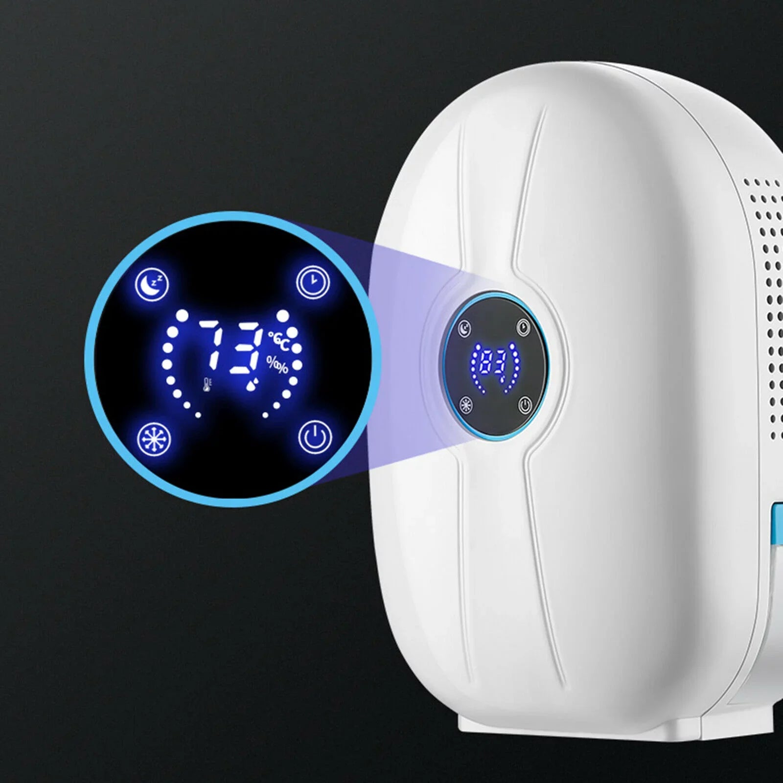 Fichiouy 500ml Mini Dehumidifier Air Dryer Portable Mute Moisture Absorber with Remote Control Home White