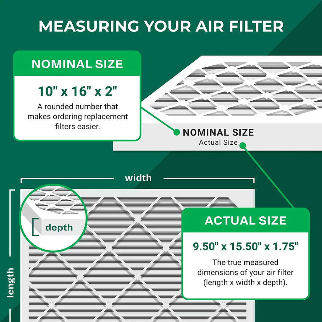 Filterbuy 10x16x2 MERV 11 Pleated HVAC AC Furnace Air Filters (6-Pack)