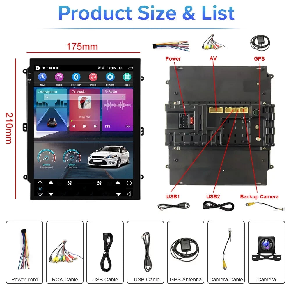 Podofo 2+32G for Cadillac SLS/Escalade 2007-2012 Wireless Carplay Android Auto 9.7'' Touchscreen Car Stereo Radio Android WIFI GPS FM Bluetooth USB, AHD Backup Camera