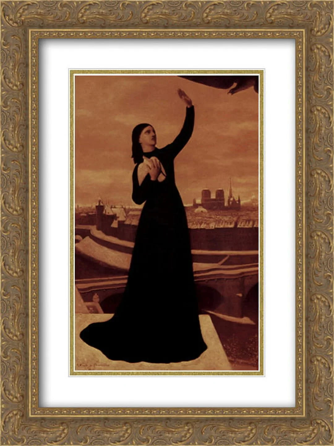 Pierre Puvis de Chavannes 2x Matted 18x24 Gold Ornate Framed Art Print 'The Birds'