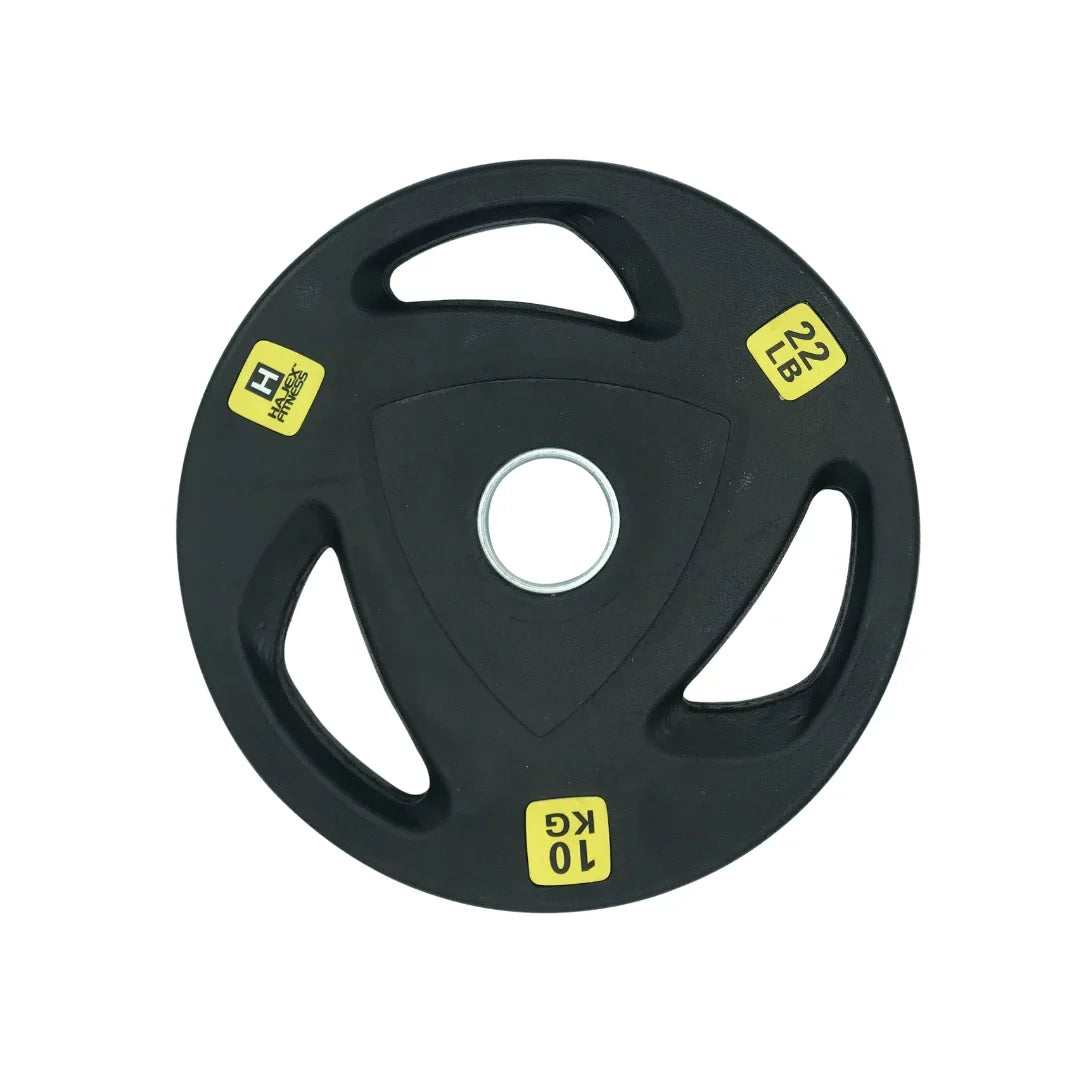 HAJEX 2" Rubber Bumper Weight Plates (5 kg), 11 lb Pair