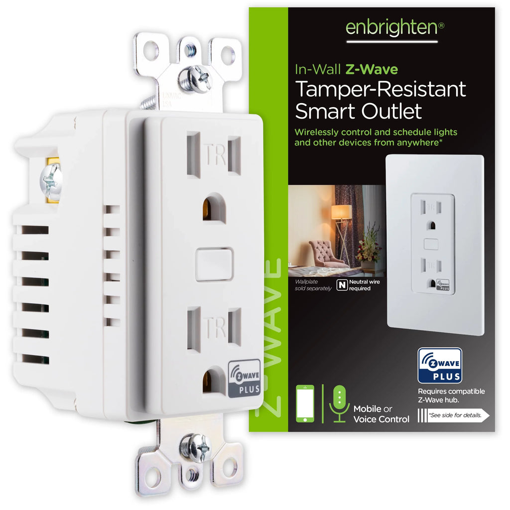 Enbrighten Z-Wave Smart Durable Outlet, Z-Wave Hub Required, 55256, White