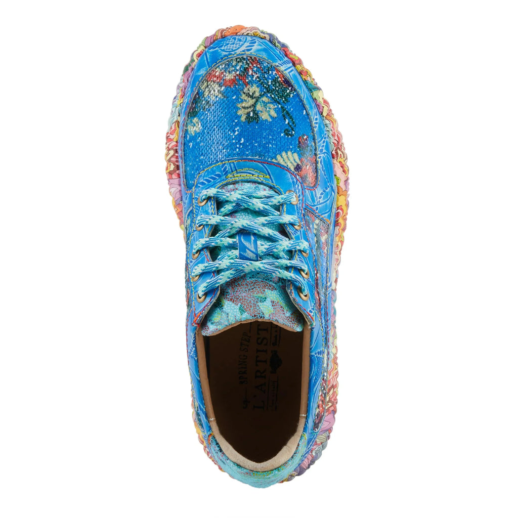 Spring Step L'Artiste Women's CAFFEY Multicolored Fashion Sneakers | Unique Energetic Patterns Blue Multi EU 39 / US 8.5