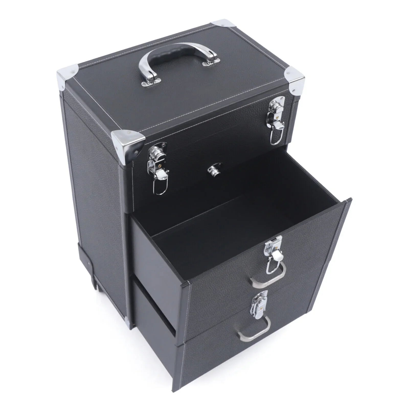 DENEST Nail Polish Storage box Travel Makeup Rolling Organizer Cosmetics Train Case with Wheels