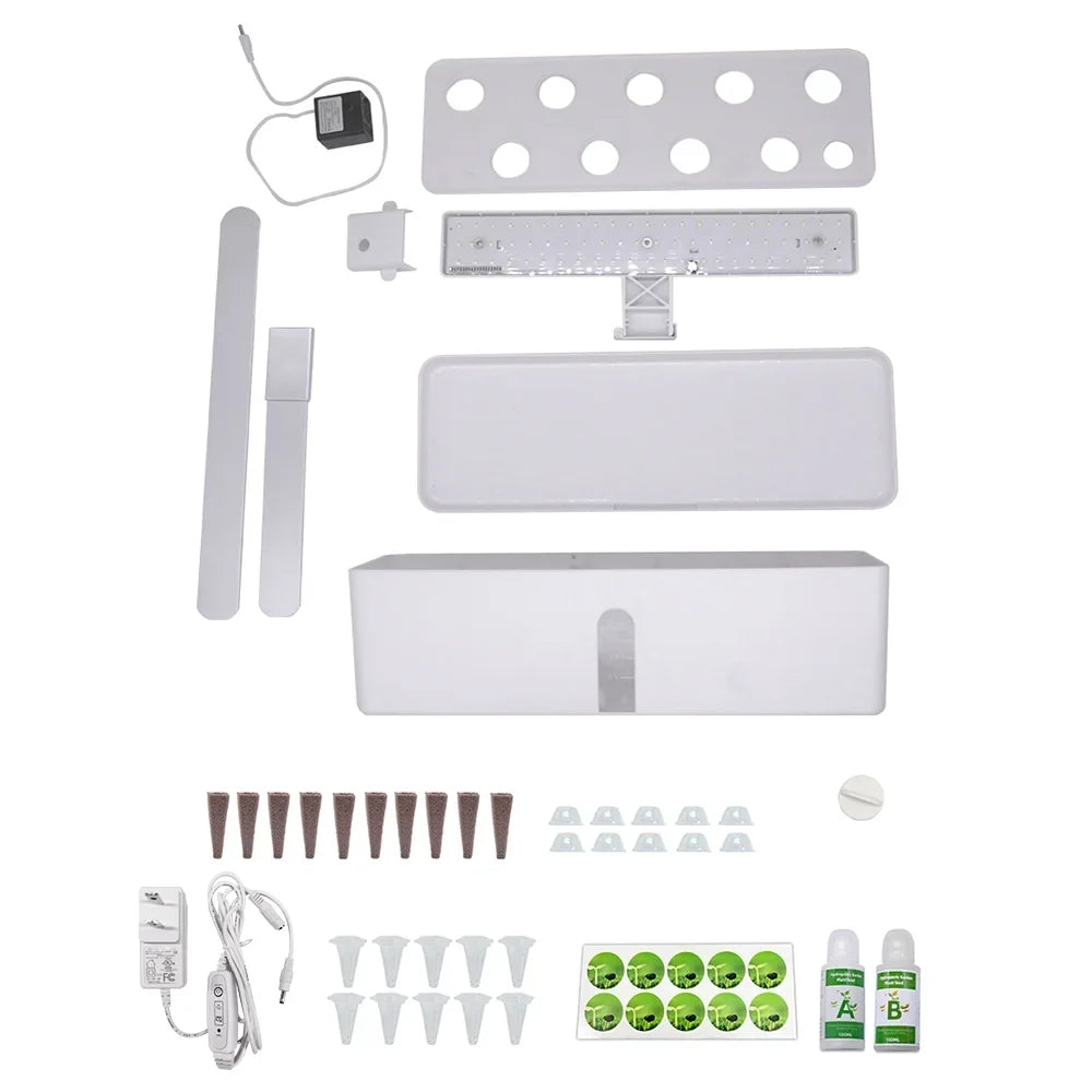 Smart Hydroponics Growing System Indoor Garden Kit 9 Pods Automatic Timing with Height Adjustable 15W LED Grow Lights 2L Water Tank Smart Water Pump for Home Office Kitchen