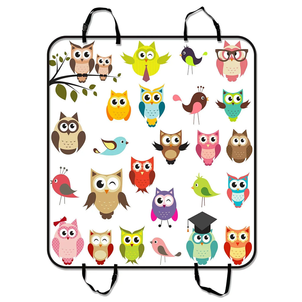 GCKG Art Owl Pet Car Seat Shield Dog Car Seat Mat Hammock Cargo Mat Trunk Mat For Cars Trucks and SUV 54x60 inches
