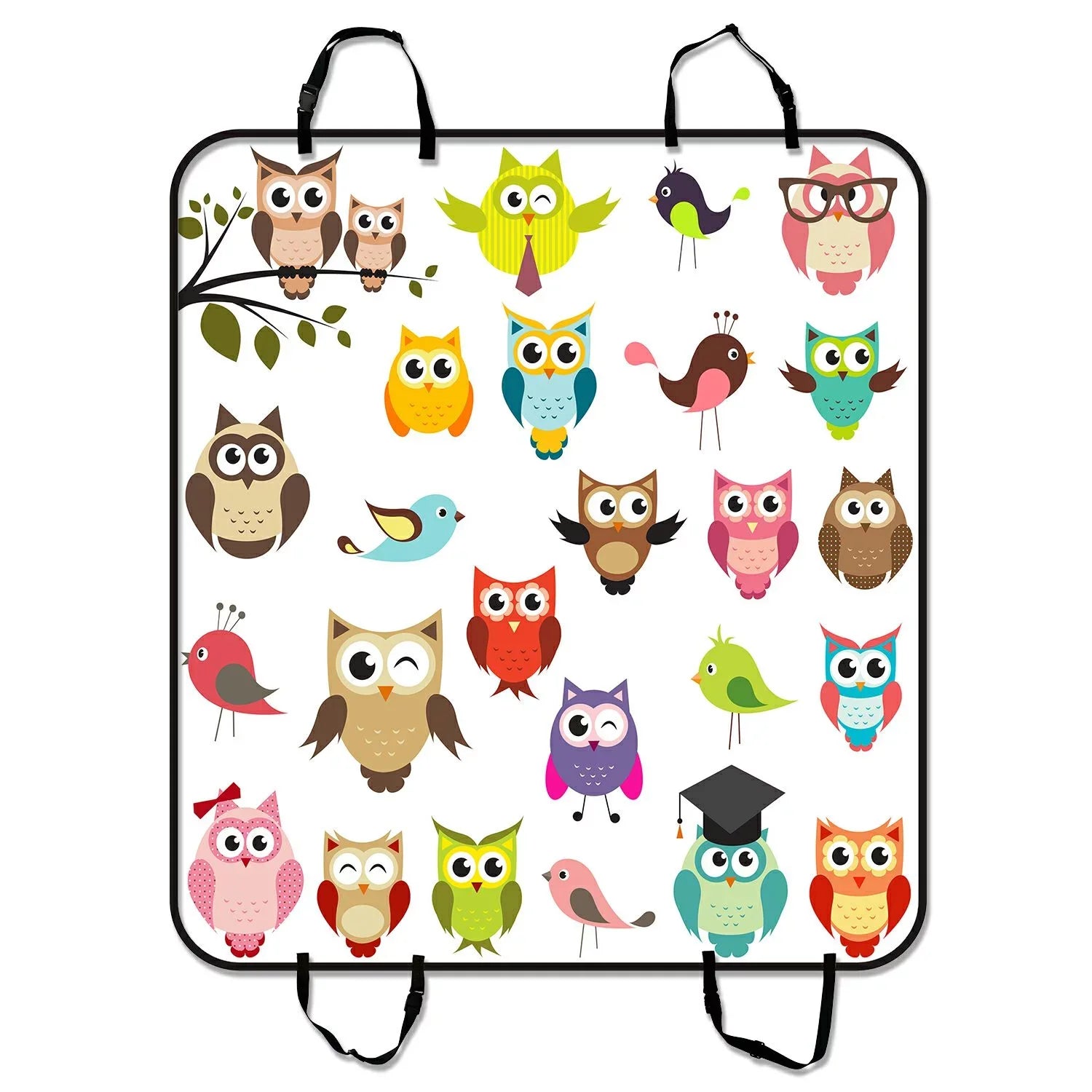 GCKG Art Owl Pet Car Seat Shield Dog Car Seat Mat Hammock Cargo Mat Trunk Mat For Cars Trucks and SUV 54x60 inches