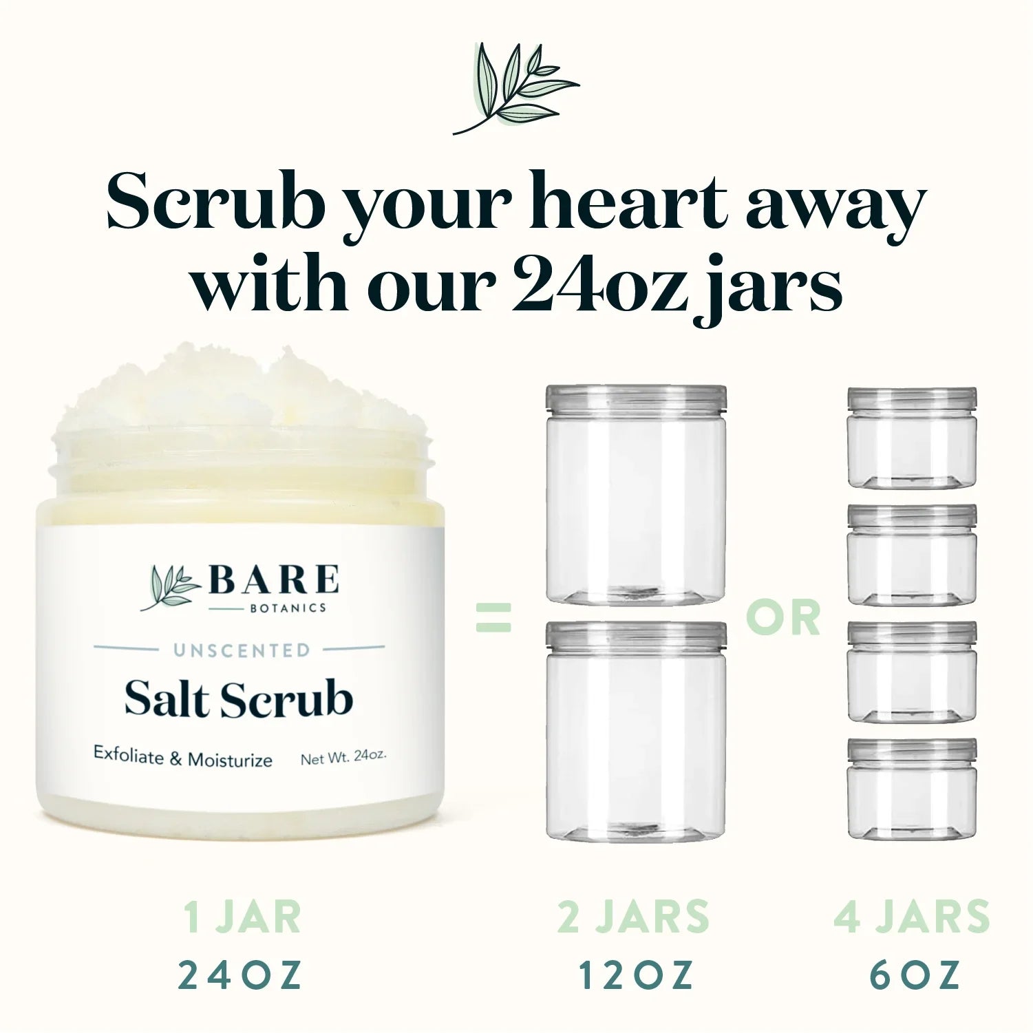 Bare Botanics Body Scrub Unscented Sea Salt Scrub 24 oz