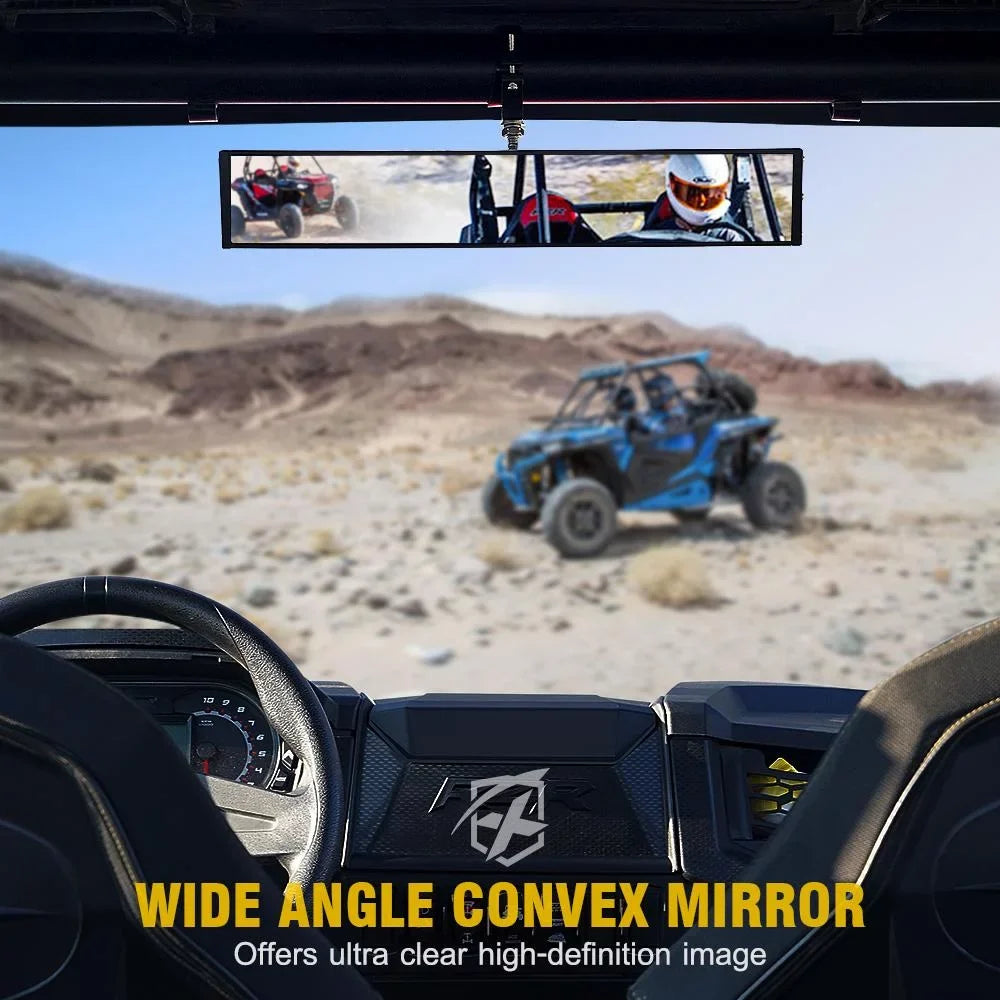 Xprite 13" Aluminum UTV Rear View Clear Mirror w/ Integrated LED Dome Lights fits 1.75" - 2" Rollbars