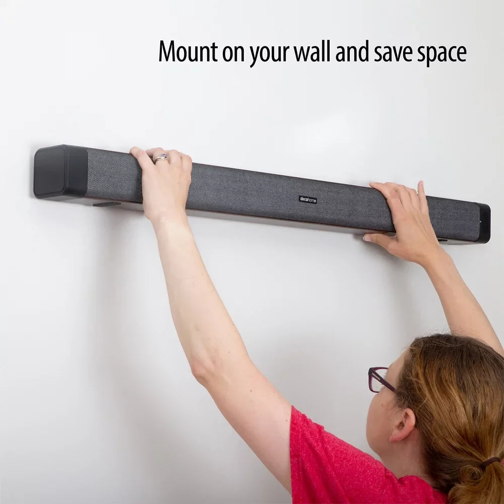 Deco Gear SB200WOD 60W 2.0 Channel Soundbar with Built-in Dual Subwoofers and Four 2.5" Drivers Bundle with 1 Year Extended Warranty