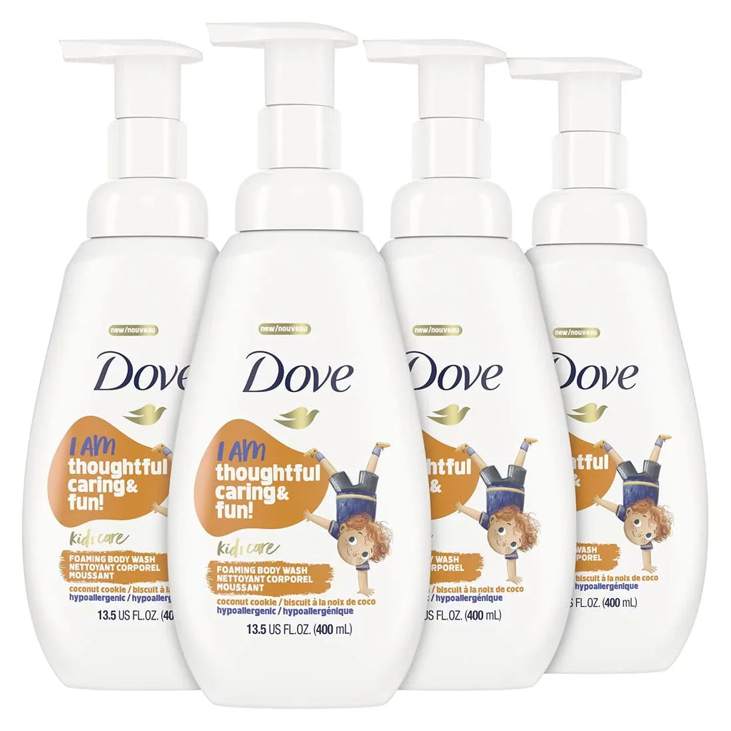 Dove Foaming Body Wash For Kids Coconut Cookie Sulfate-Free Skin Care, 13.5 Fl Oz, Pack Of 4.