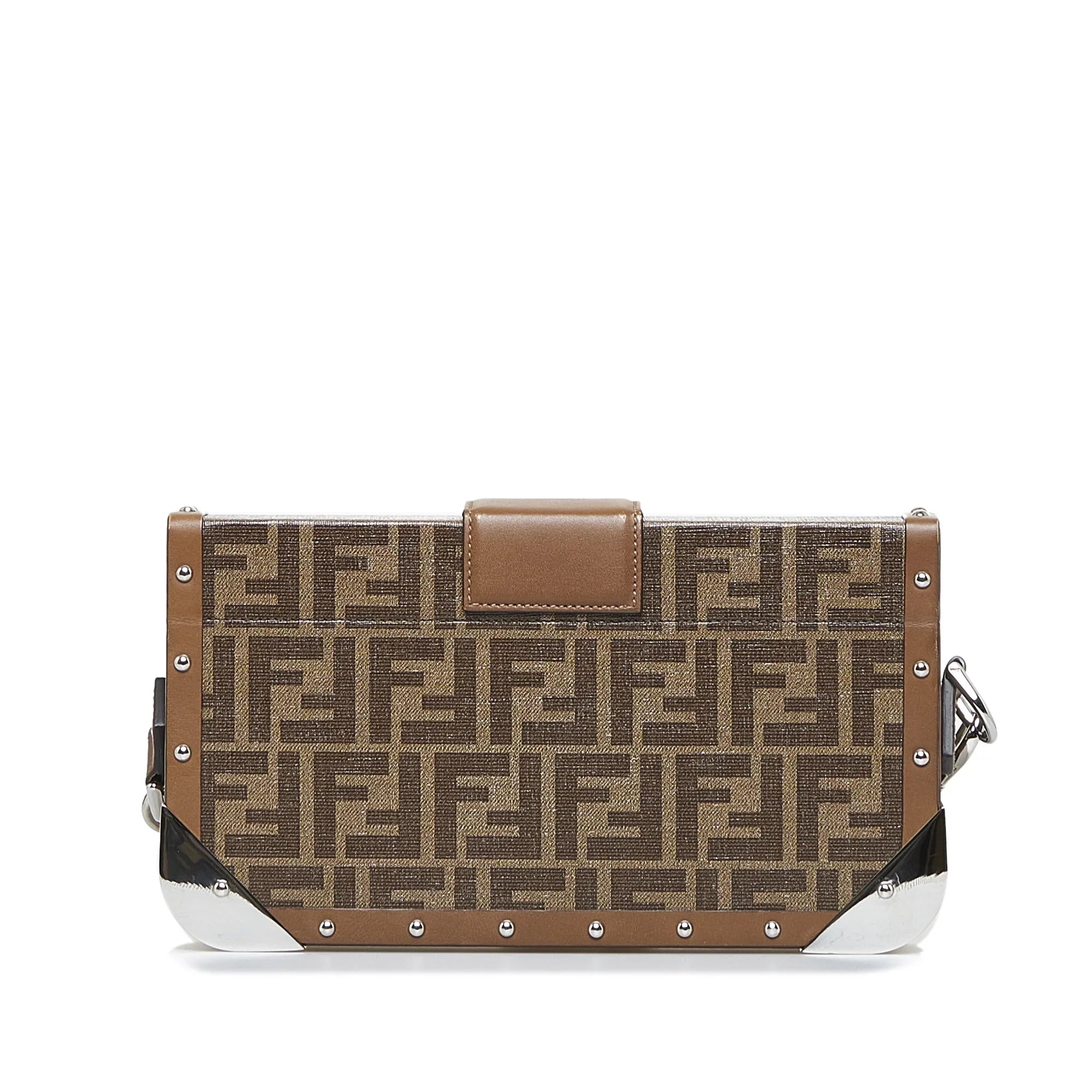 Pre-Owned Authenticated Fendi Zucca Baguette Trunk Coated Canvas Fabric Brown Crossbody Bag Unisex (Good)