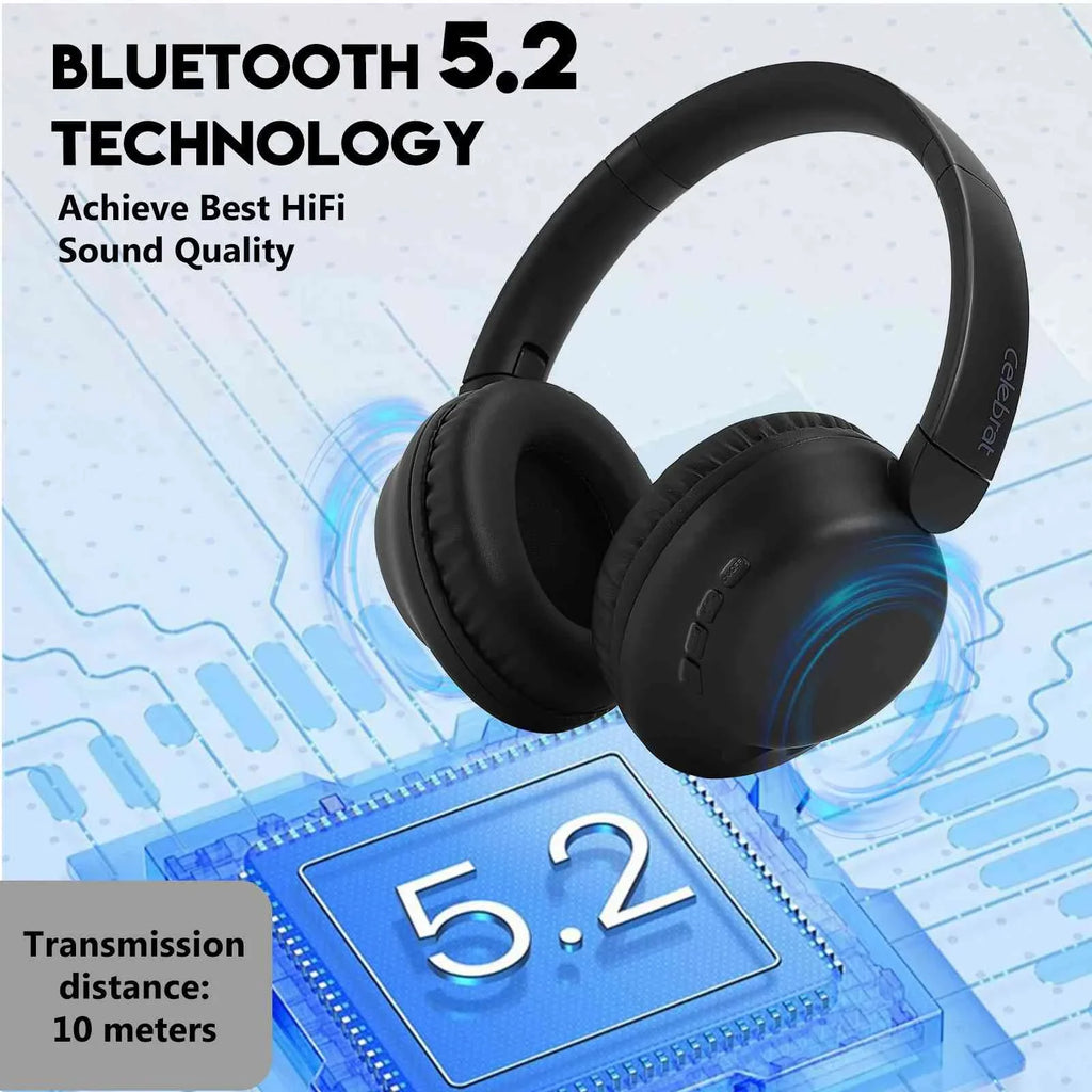 UrbanX UX991 Wireless Bluetooth Stereo Earphones High Resolution Audio Deep Bass Superior Comfort Over The Ear Headphones with Mic for HTC Desire 628 phone Call Support