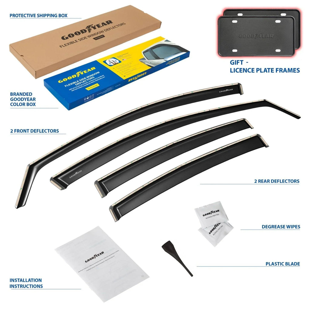Goodyear Shatterproof in-Channel Window Deflectors for Hyundai Elantra 2017-2020, Rain Guards, Window Visors for Cars, Vent Deflector, Car Accessories, 4 pcs - GY003459LP