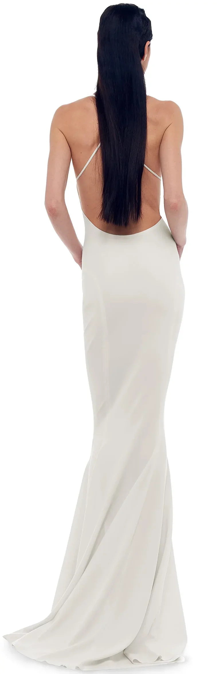 Norma Kamali SNOW WHITE Women's Low Back Mermaid Gown, US Medium/38