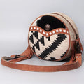 OH Ohlay Bags OHV119 Canteen Upcycled Wool Upcycled Canvas Hair-On Genuine Leather Women Bag Western Handbag Purse