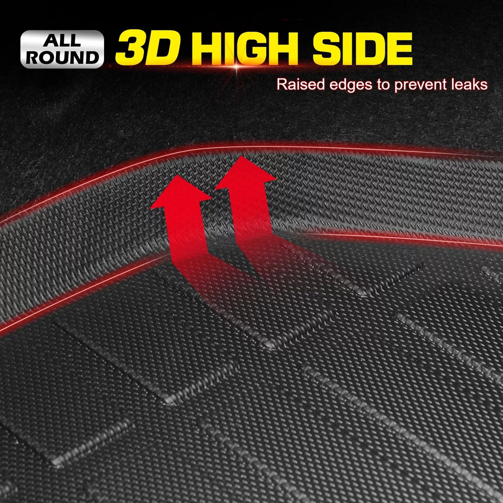 Ikon Motorsports Trunk Mat Suitable With 2021-2023 Jeep Wrangler 4xe, Black 3D Molded Car Rear Carpets Liner Protection TPE Thermo Plastic Elastomer All Climate Boot Tray Wrap Protector Pad