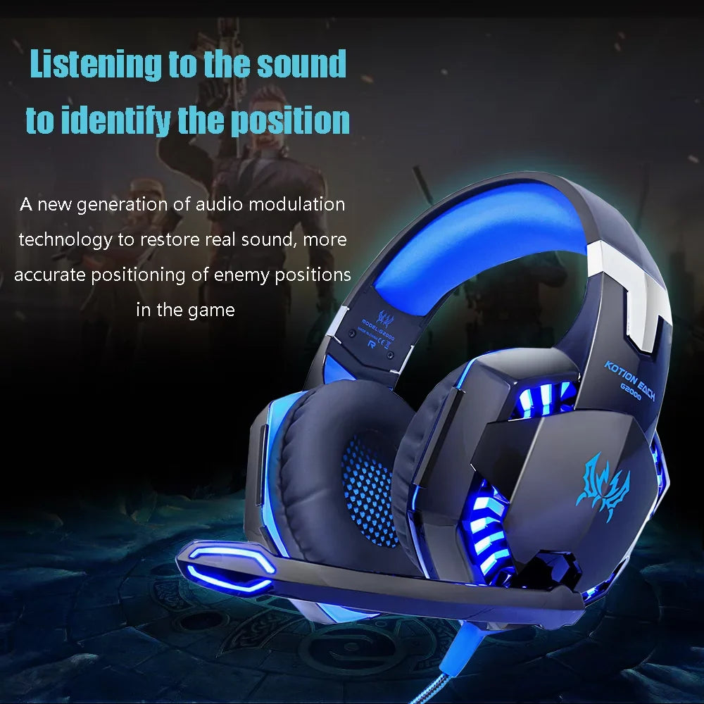 KOTION EACH KOTION EACH G2000 3.5mm Gaming Headset Noise Reduction for PC Laptop Smartphone with Audio Adapter Cable
