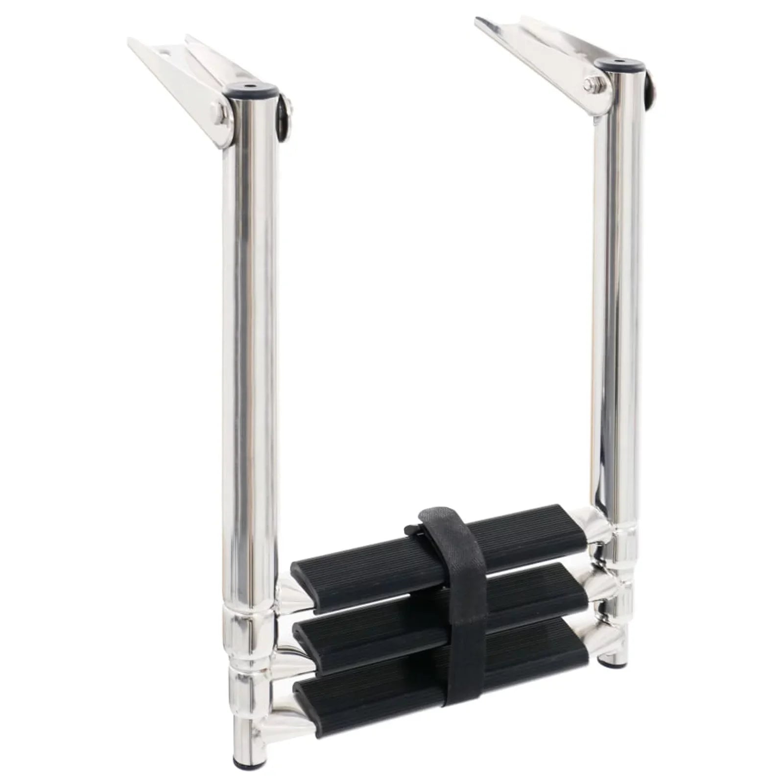 Dcenta 3 Folding Boarding Ladder Stainless Steel Non-Slip Telescopic Ladder for Swimming Pool, Ship and Mounting Platform