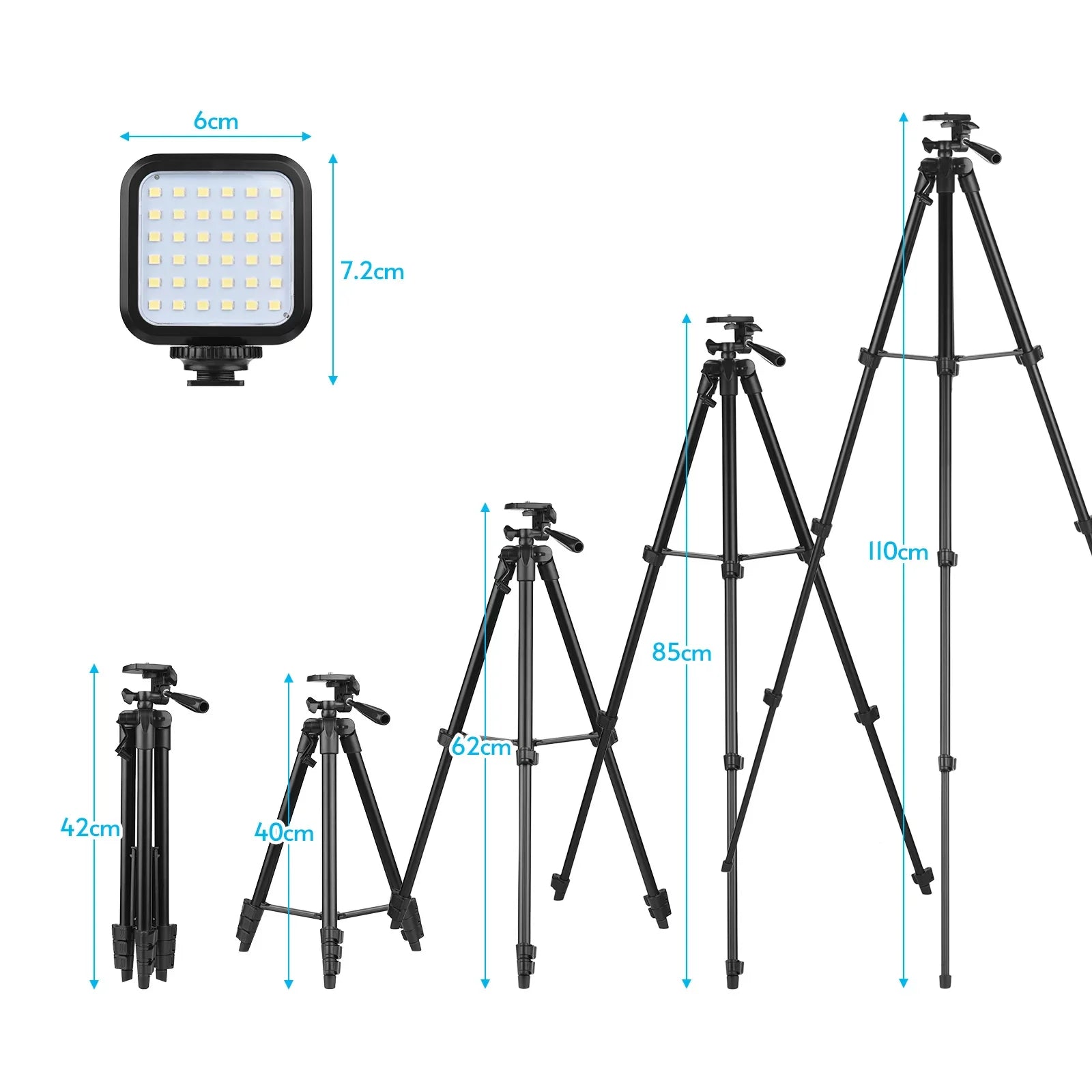53-Inch Vlogging Kit with Tripod - Includes LED Light, Microphone, Smartphone Clip, and Remote Control for Video Recording, Microfilm Production, and Live Streaming
