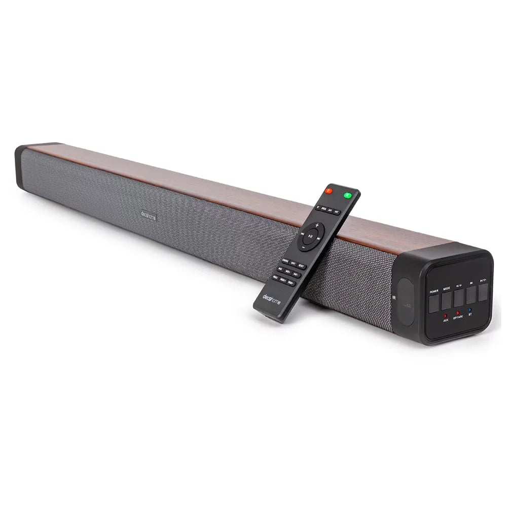 Deco Gear SB200WOD 60W 2.0 Channel Soundbar with Built-in Dual Subwoofers and Four 2.5" Drivers Bundle with 1 Year Extended Warranty