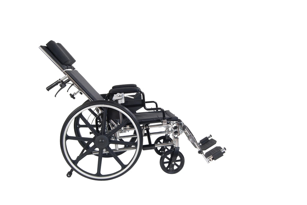 Drive Medical Viper Plus GT Full Reclining Wheelchair, Detachable Desk Arms, 18" Seat