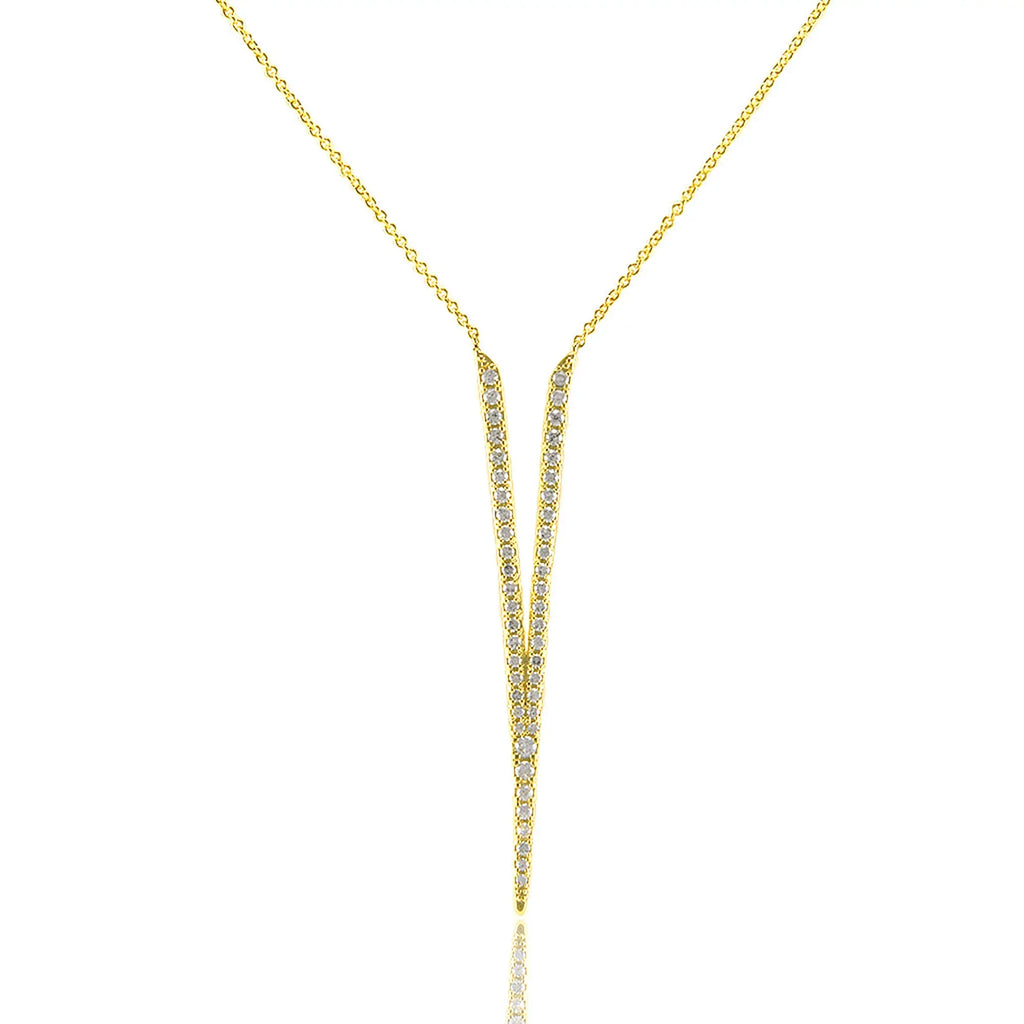 Blue Box Boutique Inc Cubic Zirconia Gold Pointed V Drop Pendant Necklace for Women, Teens
