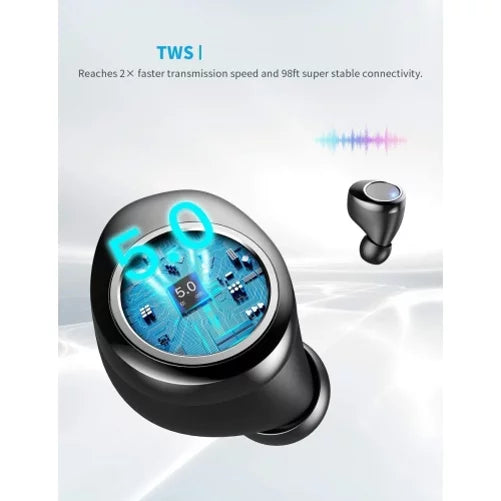 Wireless Earphones TWS Headphones True Stereo Earbuds w Mic Charging Case P5Y for Samsung Galaxy A30s A21 A20 A13 5G A12 5G A11 A10s A10e A03s A02s A01 - Sonim XP8 XP3 - Sony Xperia 1