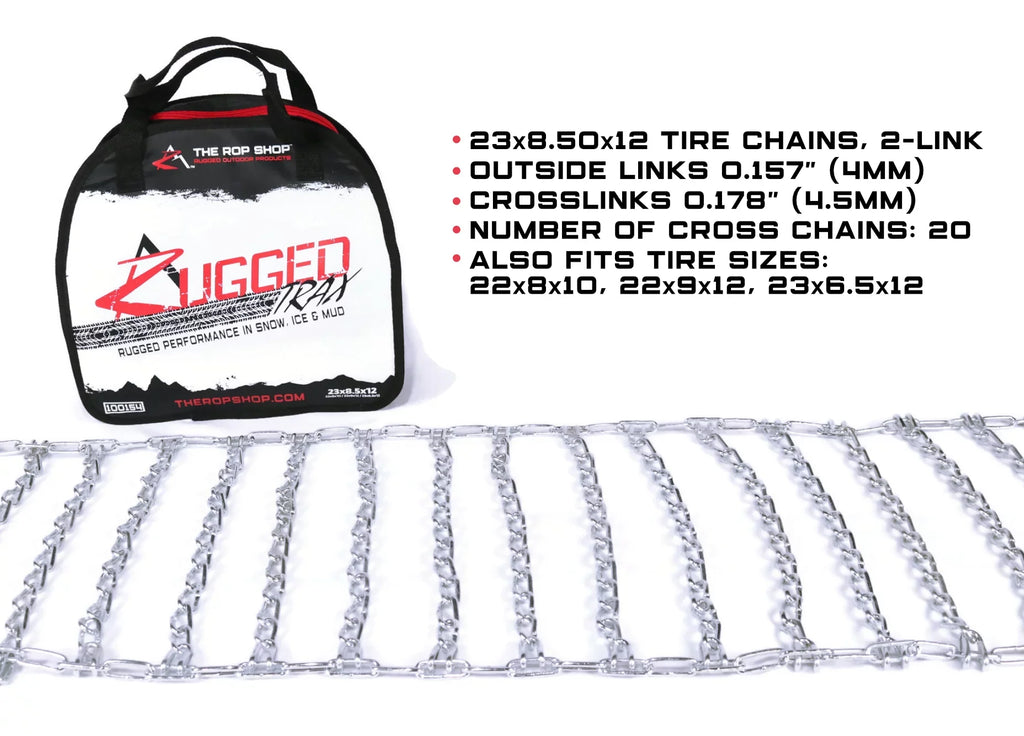 The ROP Shop | 2 Link Tire Chains & Tensioners for Kawasaki Brute Force ATV With 19x9.5x8 Tires