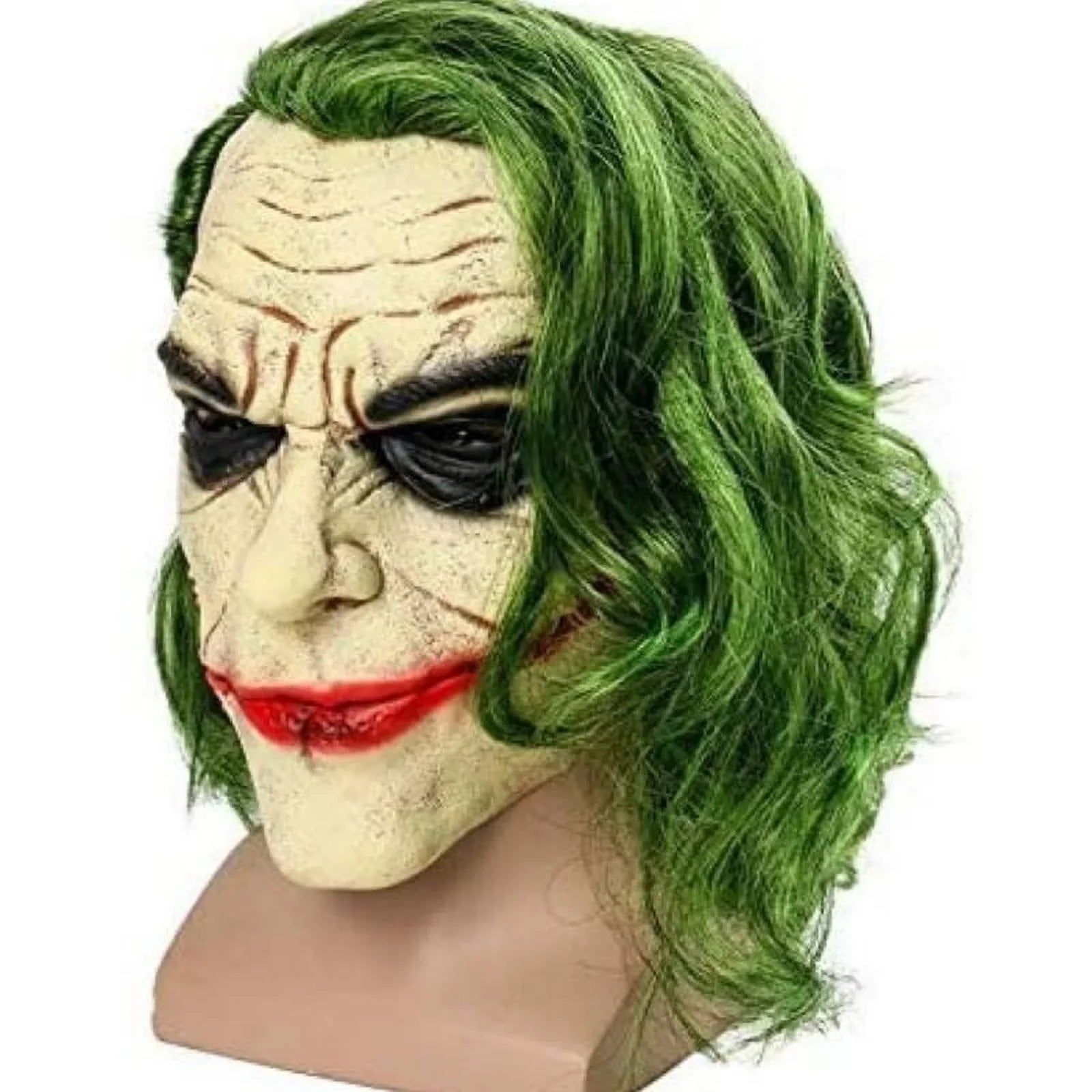 Lelaffet Joker Mask Adult Vinyl Full Head Masks with Green Hair Accessory