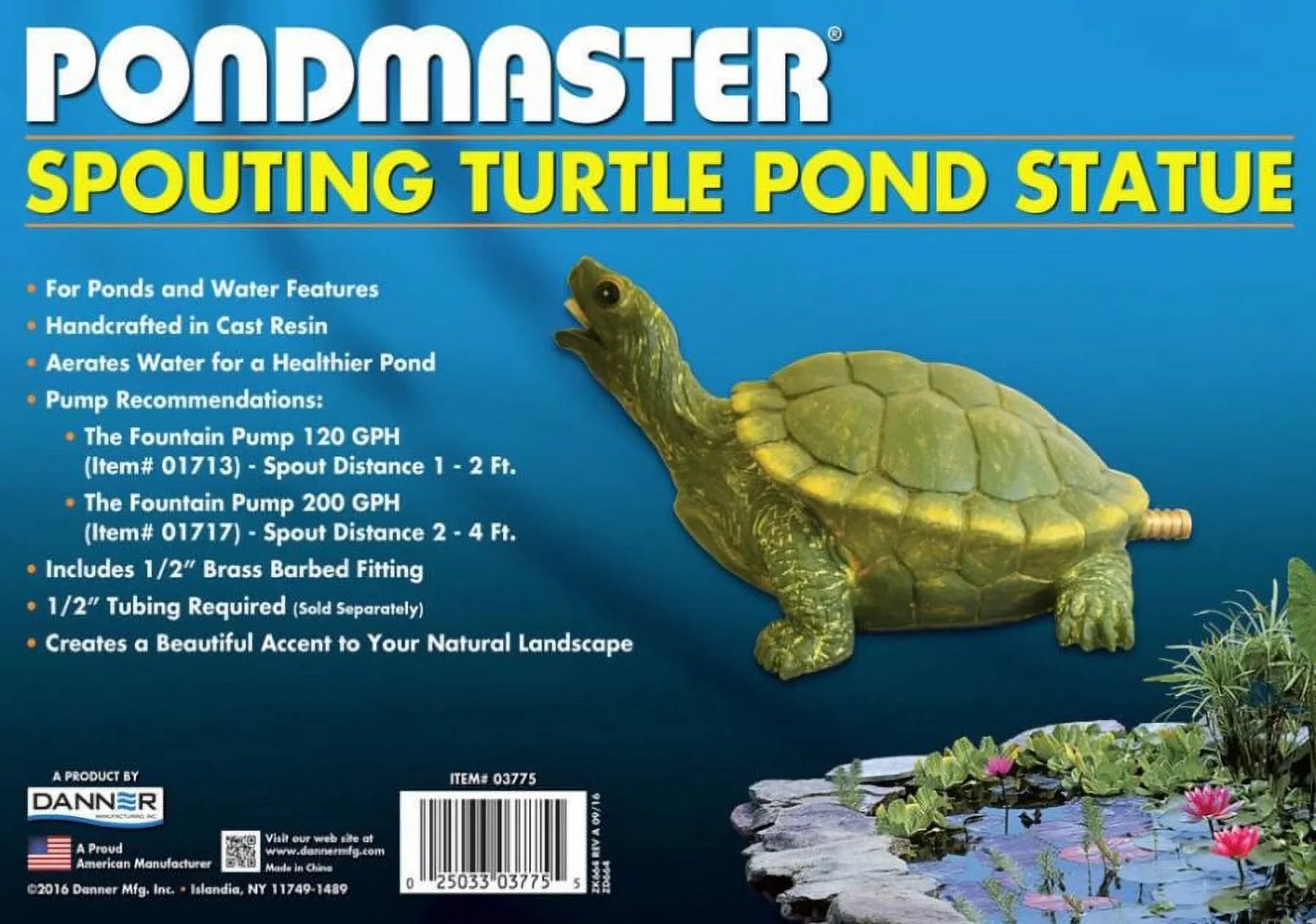 Pondmaster Resin Turtle Spitter 9"L x 3.6"W x 5.6"H
