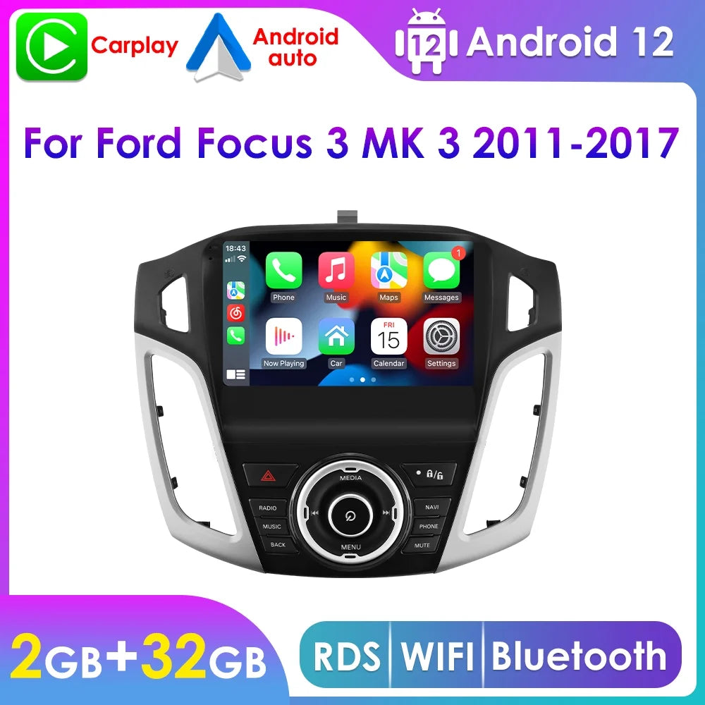 For Ford Focus 2012 2013 2014 2015 2016 2017 Android 12.0 Wifi 2+32GB Car Stereo Radio Head Unit GPS Navigation RDS Carplay Player
