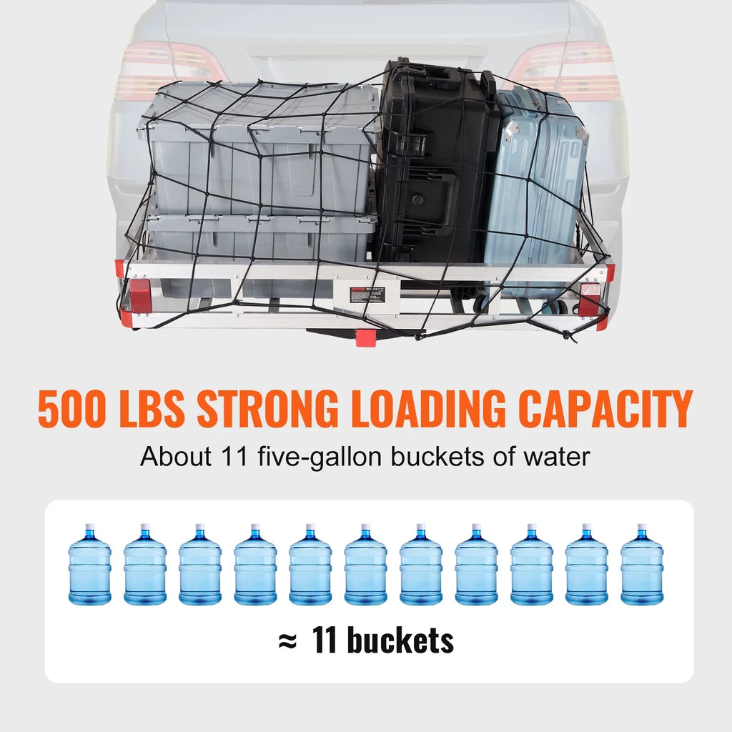BENTISM Hitch Mount Cargo Carrier 47 x 20 x 6 in 500lb Aluminum Strong Fits 2" Receiver Cargo Basket for SUVs Sedans Vehicles