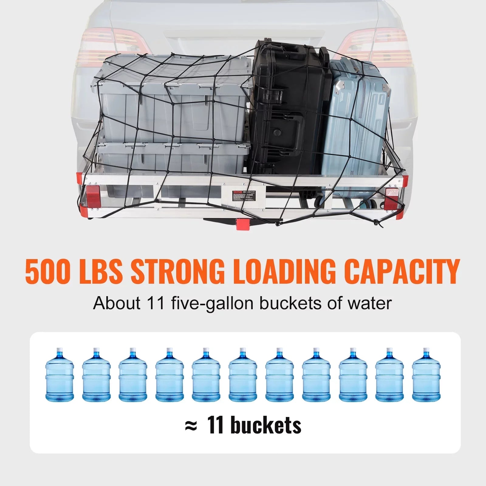 BENTISM Hitch Mount Cargo Carrier 47 x 20 x 6 in 500lb Aluminum Strong Fits 2" Receiver Cargo Basket for SUVs Sedans Vehicles