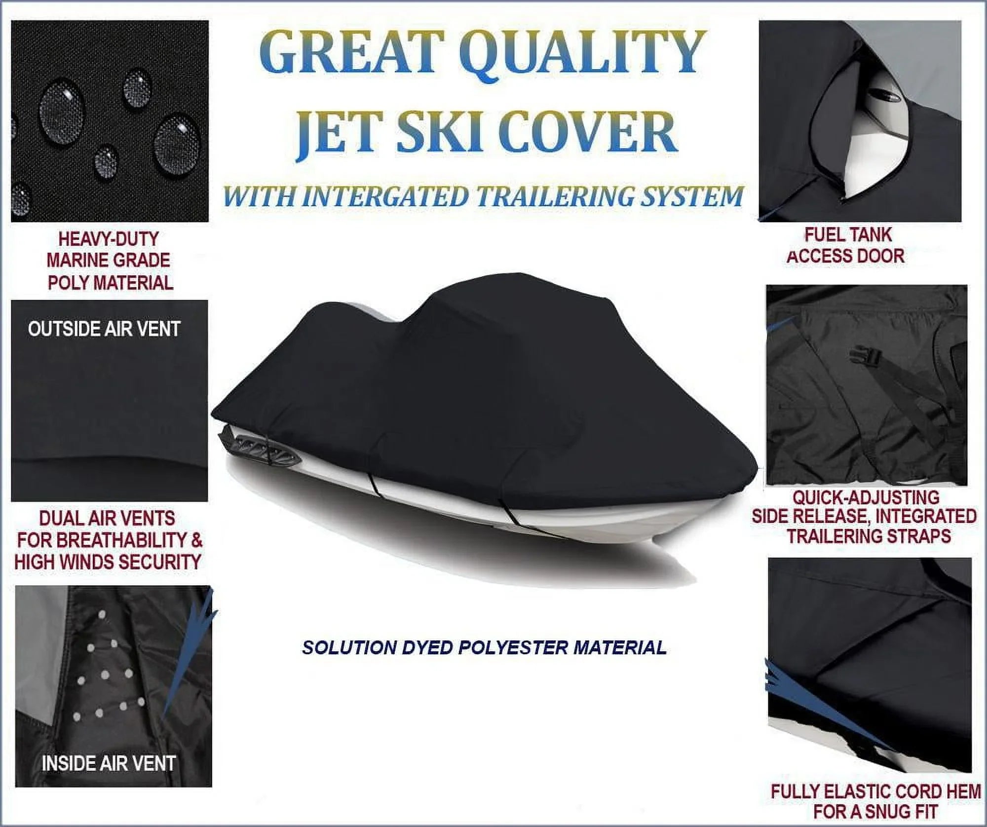 BLACK 600 DENIER JetSki Protection Fitting for Bombardier Sea Doo Sea-Doo GTX iS 260 2011 Watercraft Jet Ski PWC Wrap