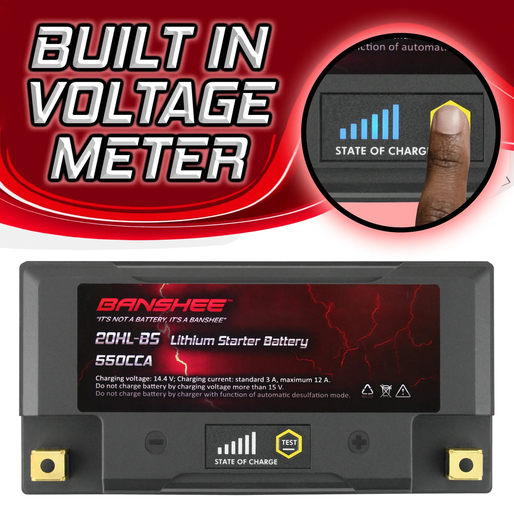 Banshee 20L-BS LiFePO4 Motorsports Battery Fitting with Yamaha VX1100D WaveRunner V1 Sport 2015 to 2015