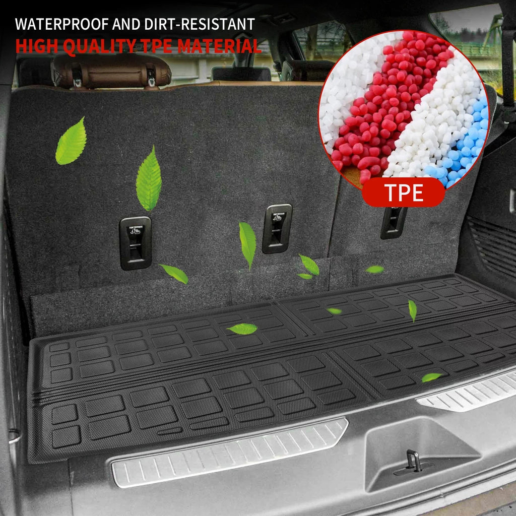 Fit 2021-2023 Chevry Tahoe GMC Yukon (Behind The 3rd Row Seats) Trunk Mat Cargo Liner Cargo Mat TPE All Condition Trunk Liner 2022 Chevy Tahoe Accessories (Trunk Mat)