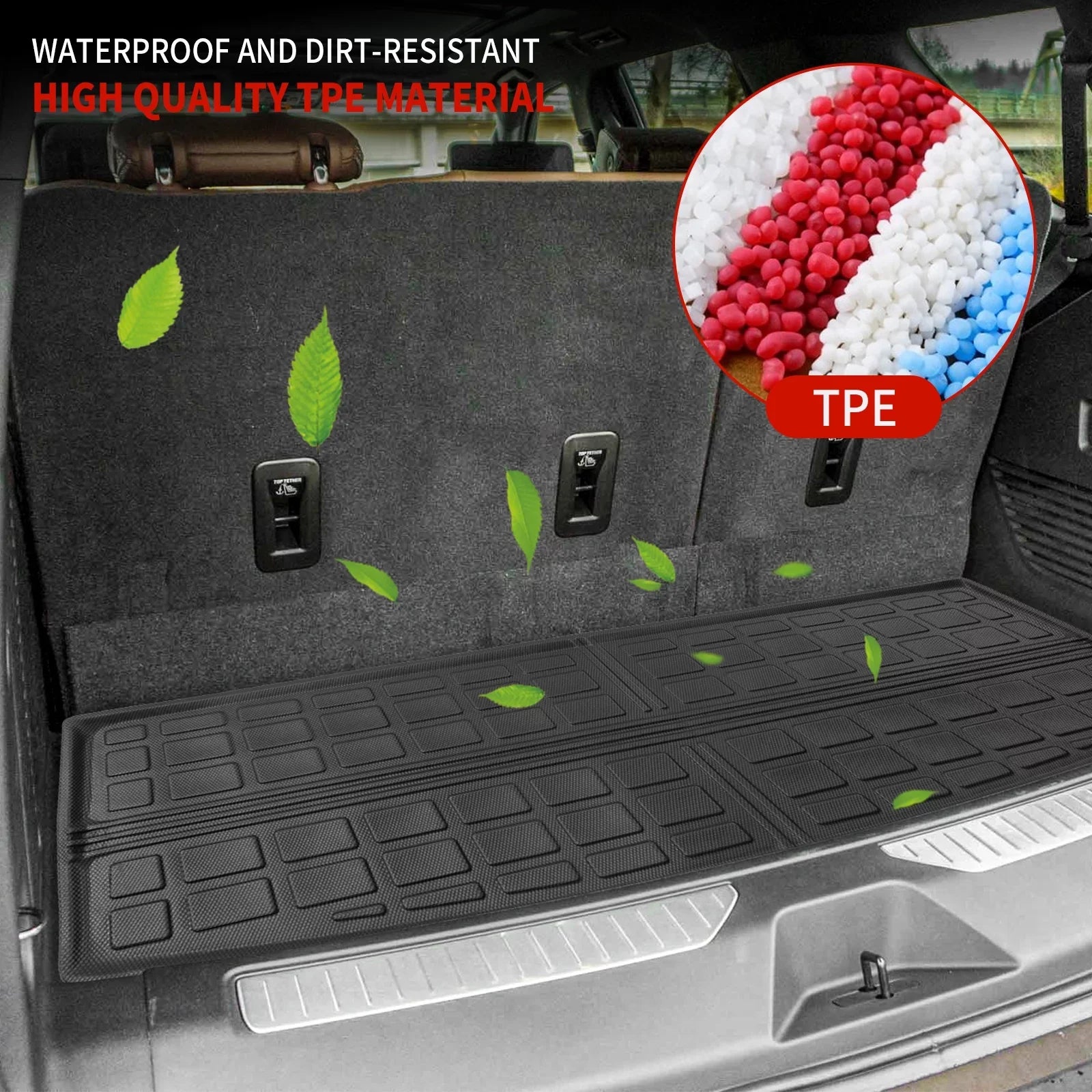 Fit 2021-2023 Chevry Tahoe GMC Yukon (Behind The 3rd Row Seats) Trunk Mat Cargo Liner Cargo Mat TPE All Condition Trunk Liner 2022 Chevy Tahoe Accessories (Trunk Mat)