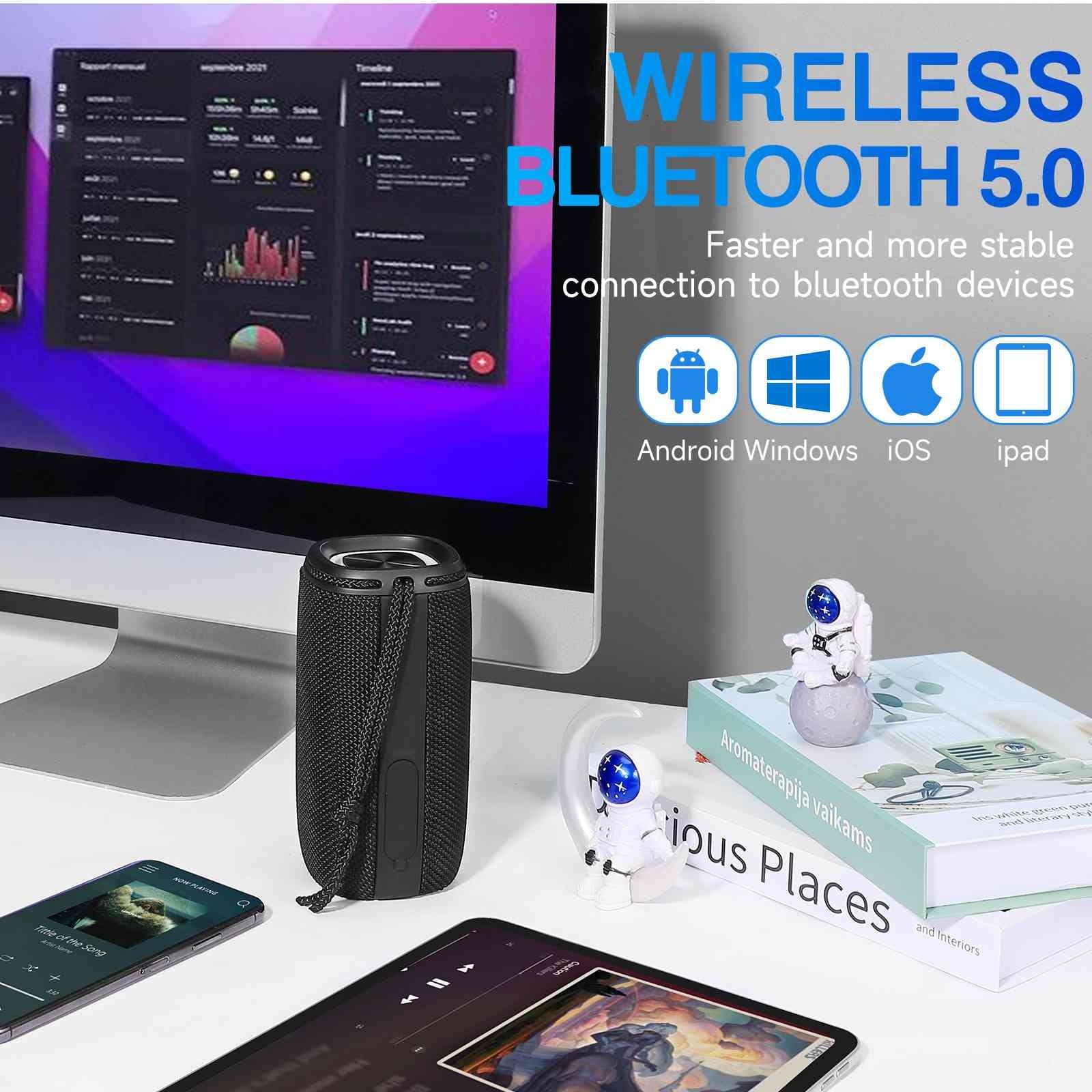 UrbanX X808 Bluetooth Speaker, IPX5 Waterproof Speakers 360° HD Surround Sound with Punchy Bass, True Wireless Pairing, BT5.3, Portable Speaker for LG W41+ - Black
