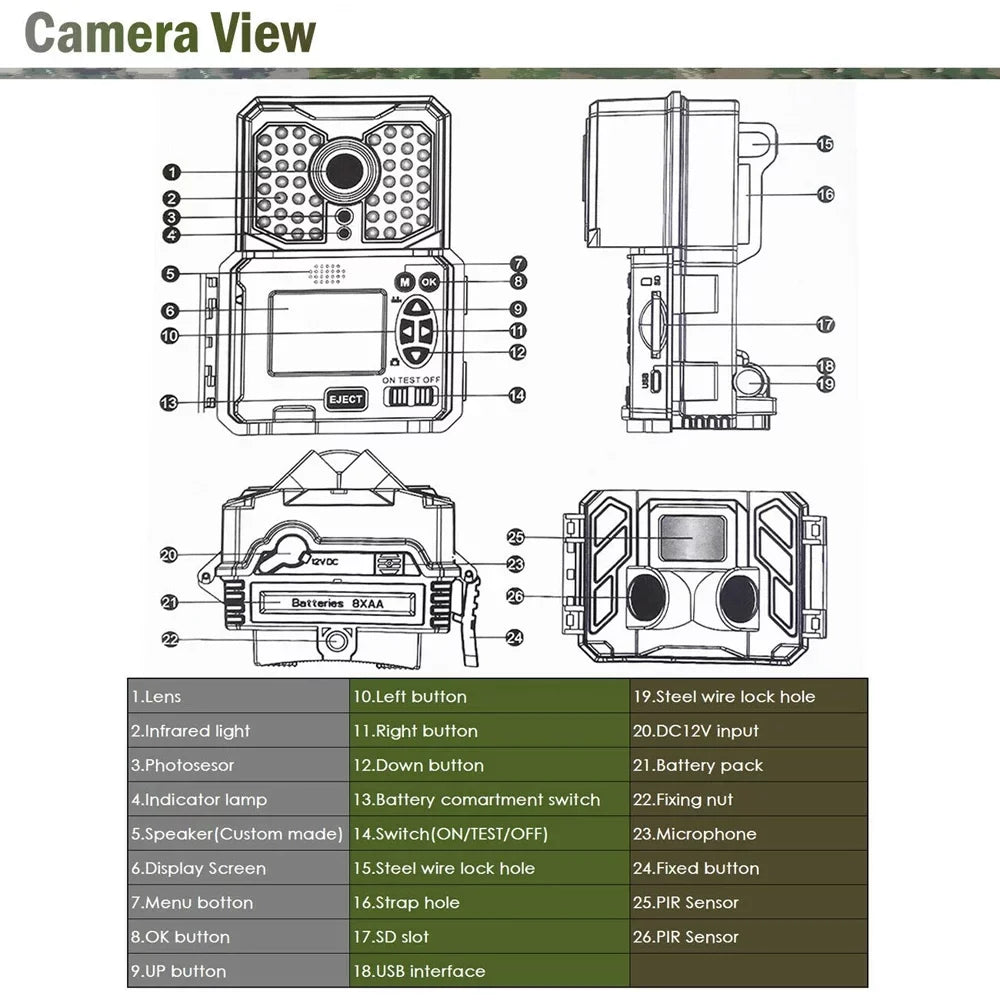 IClover Waterproof Hunting Camera 32G 24MP 1080P Wildlife Trail Game Camera Night Vision