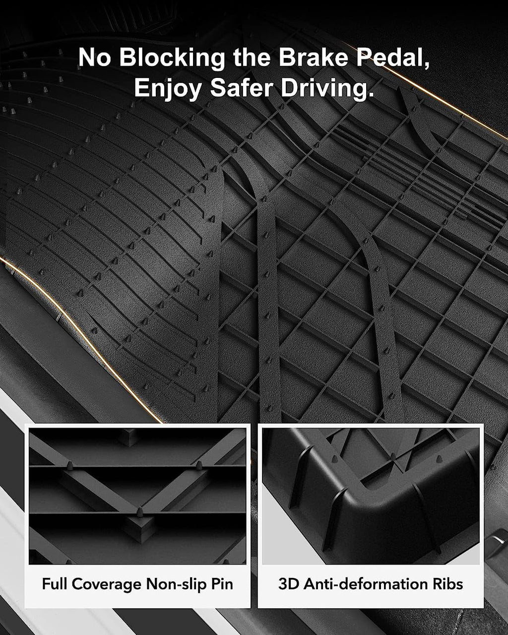 3W Floor Mats & Cargo Liner for Tesla Model Y 2020-2023 TPE All Environment Custom Fit Floor Liner for Tesla Y 1st&2nd Row and Trunk Black Car Mats