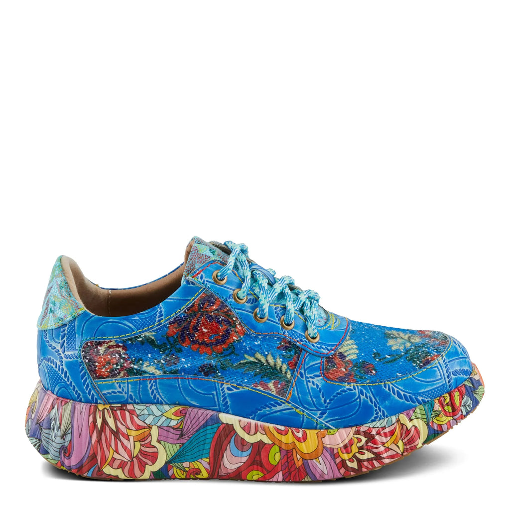 Spring Step L'Artiste Women's CAFFEY Multicolored Fashion Sneakers | Unique Energetic Patterns Blue Multi EU 39 / US 8.5